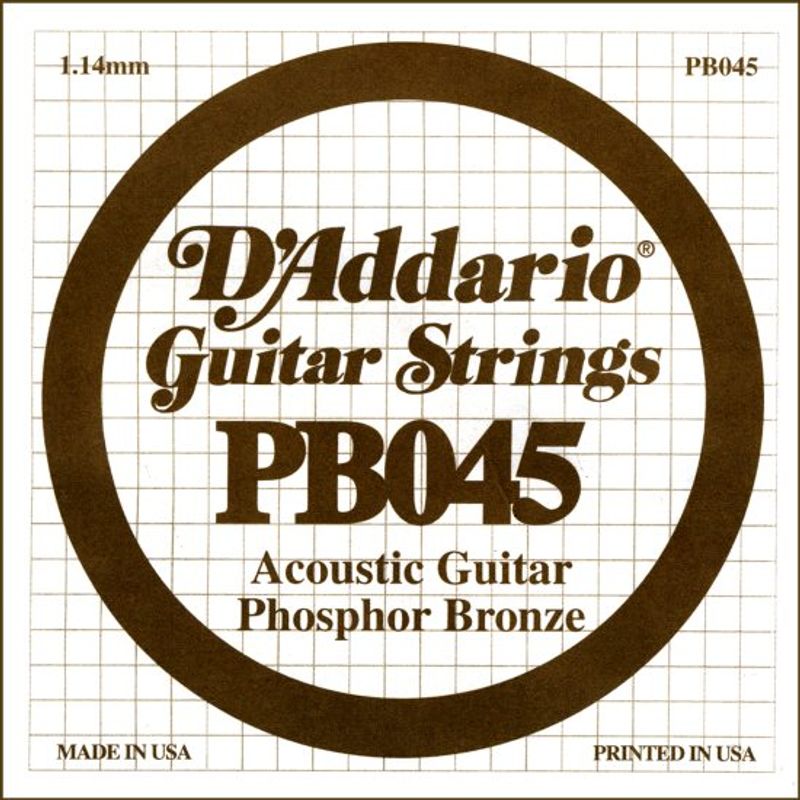 D'Addario PB045 Acoustic Guitar Phosphor Bronze .045, løs streng