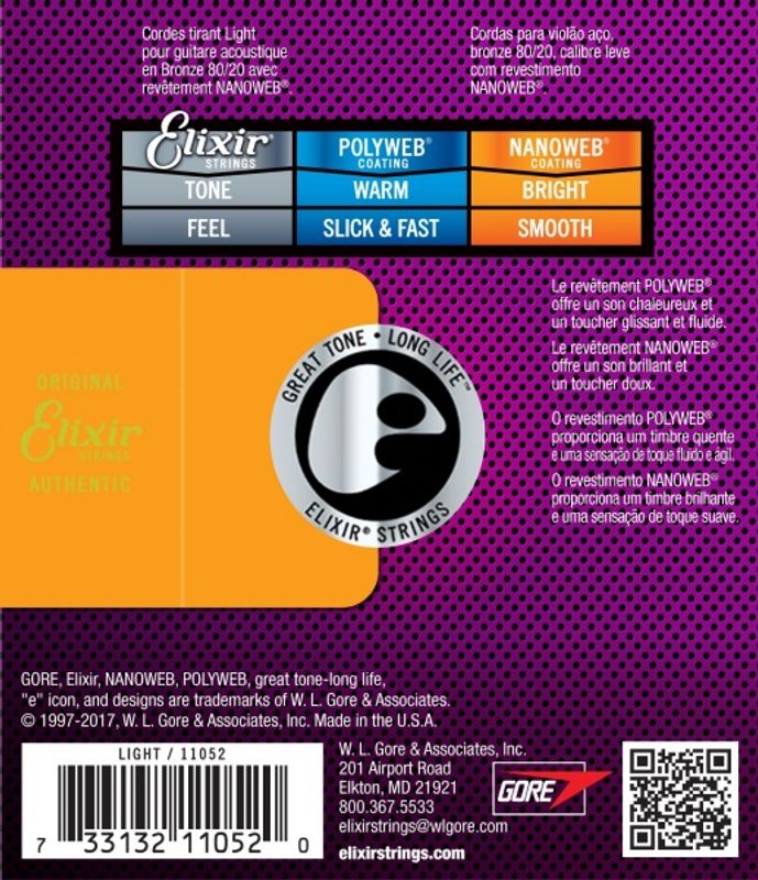Elixir 11052 Acoustic 80/20 Bronze NANOWEB 012-053