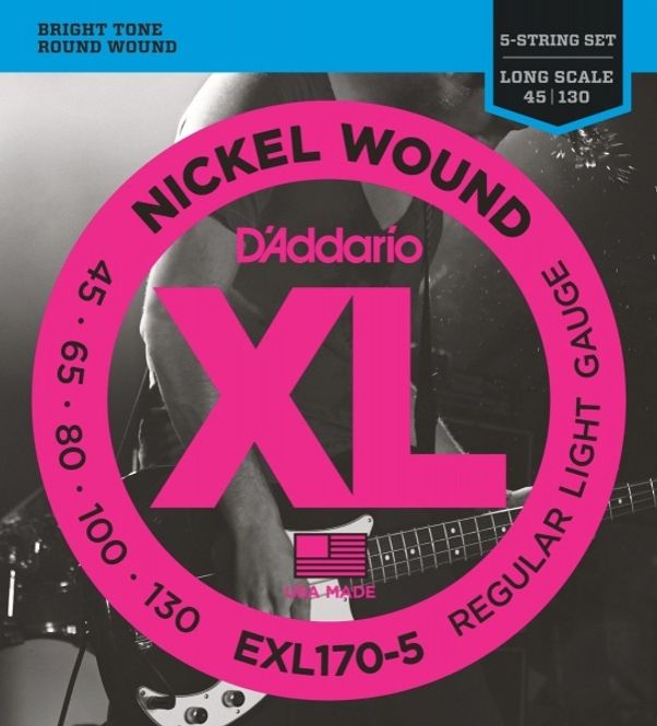 Hovedbilde D'Addario EXL170-5 Nickel Wound Bass strenger, 45-130